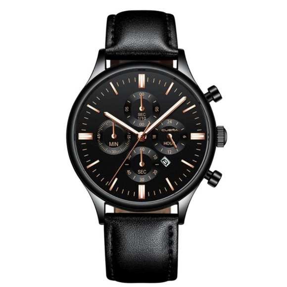 ⌚️NEW⌚️ Luxury Mens Calendar Leather Quartz Watch - Picture 2 of 3